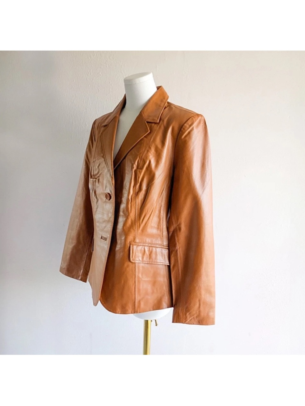 Chadwicks Camel Brown Leather Blazer Jacket